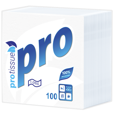 Салфетки бумажные PROtissue, 1сл., 24х24 см,100 листов